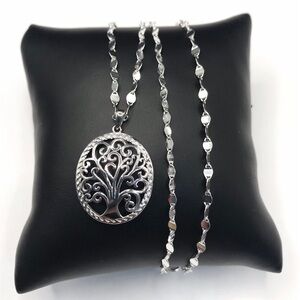 925 Sterling Silver Tree of Life Pendant Necklace Size 18”